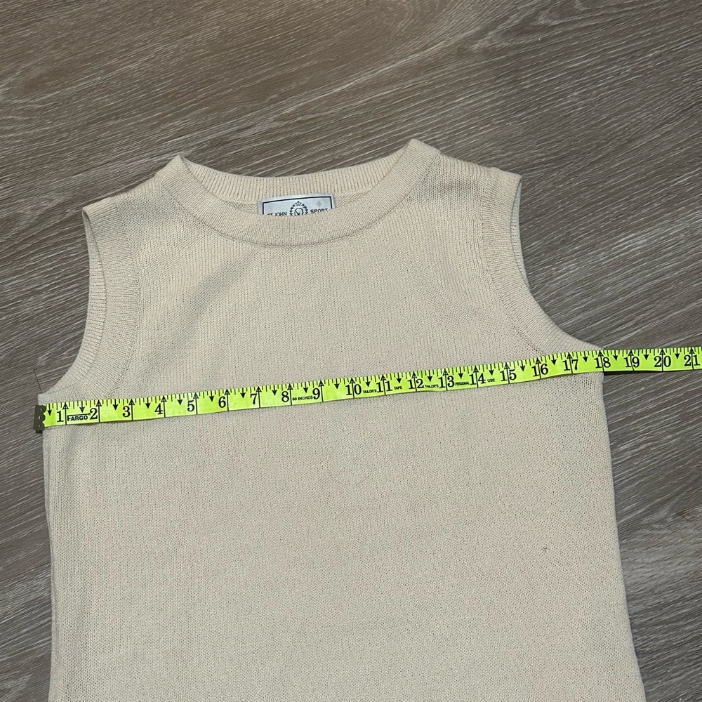 St. John Cream Knit Tank Top Sleeveless Sweater Vest - Picture 3 of 6